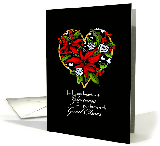 Good Cheer Poinsettias Christmas Heart card (1498538)