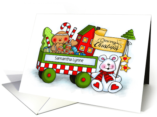 Sweet Smiles Personalized Name Christmas Wagon card (1498552)