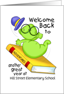 Welcome Back to School Personalized Bookworm card
