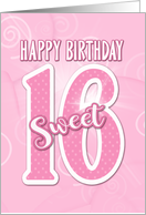 Sweet 16th Happy Birthday Milestone card