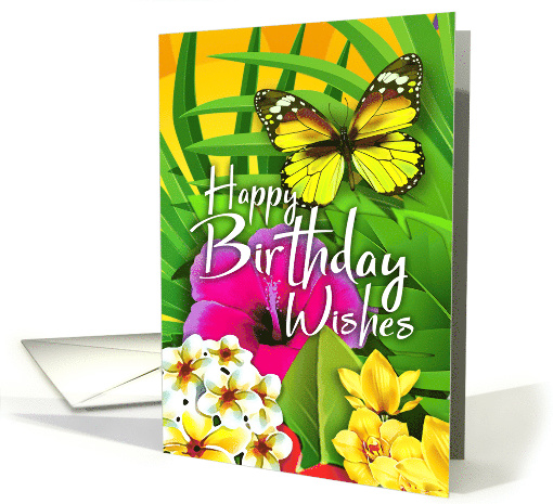 Tropical Garden Happy Birthday Wishes card (1598080)