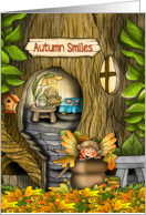 Autumn Smiles Fairy House card