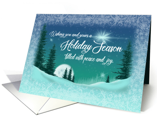 Peaceful Snowy Moon Holiday Wishes card (1654084)