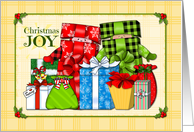 Christmas Joy Wrapped Gift Characters card