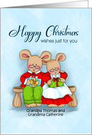 Christmas Wishes Gift Mouse Grandma and Grandpa Couple Personalize card