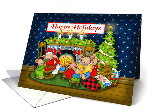 Happy Holidays Mouse Fireside Family card (1658900)