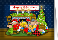 Happy Holidays Mouse Fireside Family card