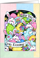 Easter Bunny Eggs and Flowers card
