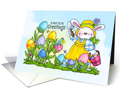 Easter Greetings Garden Bunny card (1671534)