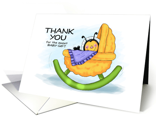 Baby Bee Rocking Cradle Thank You card (1677484)