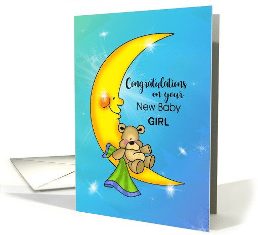 Baby Bear Moon Congratulations Customize Gender card (1677486)