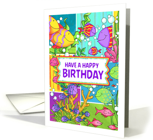 Birthday Wishes Cute Colorful Fishes Swimming Amongst... (1693712)