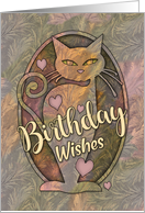 Watchful Birthday Wishes Cat card