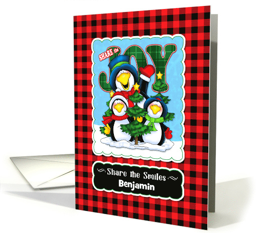 Holiday Sharing Joy Penguins Personalized Name card (1704778)