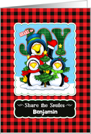 Holiday Sharing Joy Penguins Personalized Name card