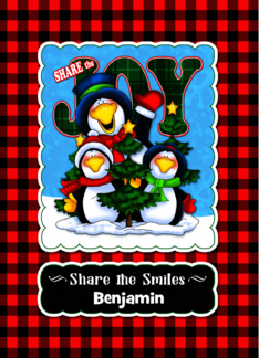 Holiday Sharing Joy Penguins Personalized Name