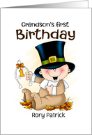 Grandson Pilgrim First Birthday Thanksgiving Personalized card