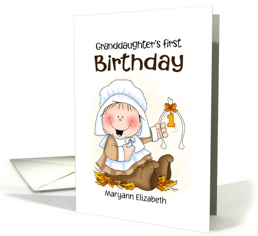 Grandson Pilgrim First Birthday Thanksgiving Personalized card