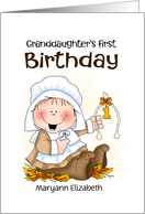 Grandson Pilgrim First Birthday Thanksgiving Personalized card