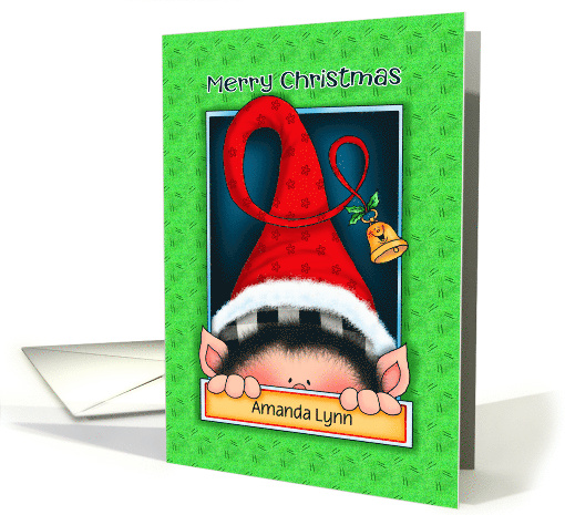 Merry Christmas Peeping Elf Personalized card (1748034)