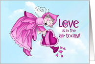 Love in the Air Flying Pink Fairy card