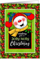 Jolly Holly Christmas Snowman Framed card