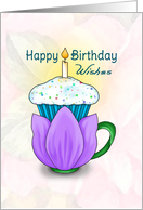 Birthday Wishes Cupcake Flower Cup card