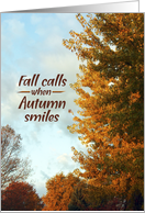 Fall Calls Autumn Smiles Scene card