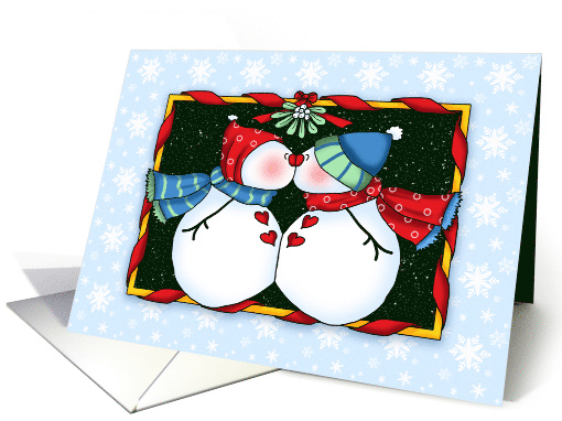 Mistletoe Kissing Snowmen card (1889296)