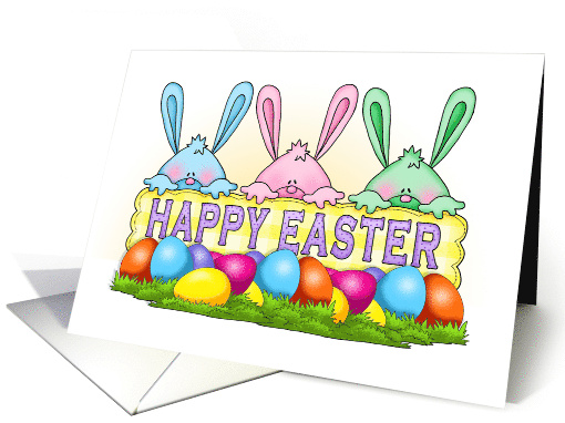 Peeping Easter Egg Bunny Trio card (1901440)