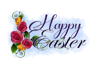 Happy Easter Floral Roses Script Thinking of You