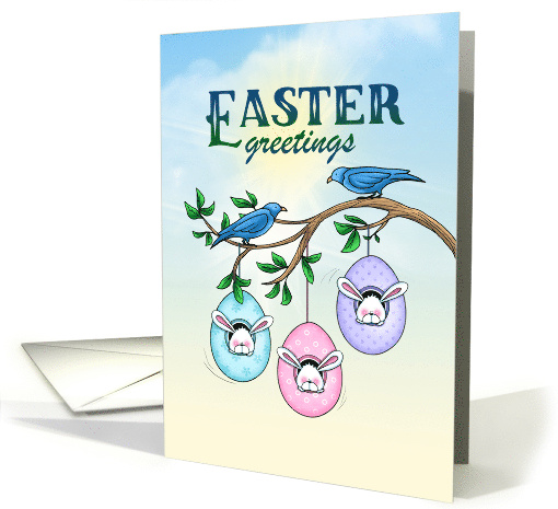 Easter Greetings Bunny Birdhouses card (1901452)