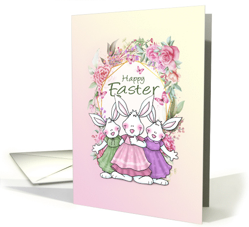 Floral Framed Easter Bunny Trio card (1901456)