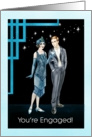 Young 1920s couple with starry sky Engagement Card