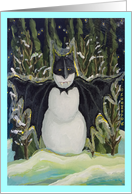 The Bat Snow Man in One! Christmas Holiday Season card