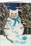 Cool Cat Snow Man! Christmas Holiday Season card
