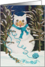 Cool Cat Snow Man! Christmas Holiday Season card