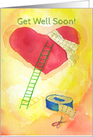 Get Well Soon Bandage on Heart! - Painting by Lisa Rotenberg card