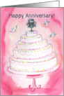 Happy Anniversary! Wedding cake anniversary card for Spouse card