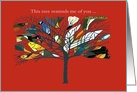 Love, Romance with Birds in Tree Hidden Things Too - Red card
