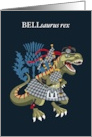 BELLsaurus Rex Scotland Ireland Tartan BELL Family Clan card