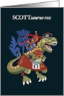 SCOTTsaurus Rex Scotland Ireland Scott Modern Red Family Tartan card