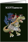 SCOTTsaurus Rex Scotland Ireland Scott Black and White Family Tartan card