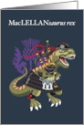 MacLELLANsaurus Rex Scotland Ireland MacLellan Family Tartan card