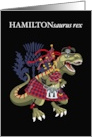 HAMILTONsaurus Rex Scotland Ireland Hamilton Modern Red Clan Tartan card