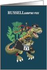 RUSSELLsaurus Rex Scotland Ireland Russell Modern family Clan Tartan card