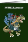 RUSSELLsaurus Rex Scotland Ireland Russell Ancient family Clan Tartan card