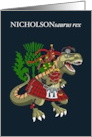NICHOLSONsaurus Rex Scotland Ireland Nicholson family Clan Tartan card