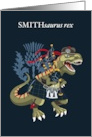 SMITHsaurus Rex Scotland Ireland Smith family Clan Tartan card