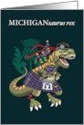 MICHIGANsaurus Rex Michigan USA State Clan Tartan card